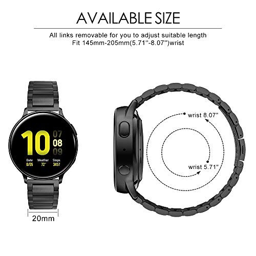 Syxinn Compatible para Correa de Reloj Galaxy Watch Active 2 40mm 44mm/Galaxy Watch Active 20mm Correa Acero Inoxidable Metal Banda Pulsera para Galaxy Watch 42mm/Gear S2 Classic/Gear Sport