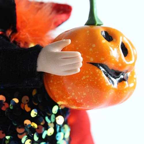 TABANA 2 muñecos de bruja de bruja sin cabeza para Halloween con sombrero de bruja negra, adornos de cabeza de calabaza, decoración para el hogar, decoración de mesa de Halloween