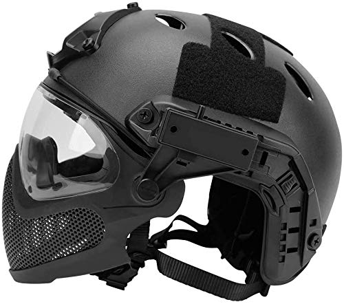 Tactical Airsoft PJ Helmet F22, Casco Protector de Cara Completa con máscara y Gafas Desmontables, Utilizado para Deportes al Aire Libre como Juegos CS