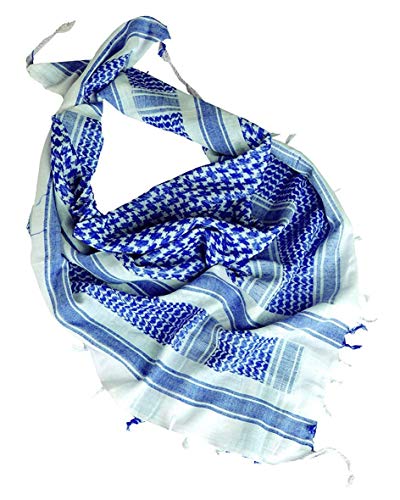 Tactical Shemagh Military Style Shermag Head Scarf Patrol Keffiyeh White & Blue