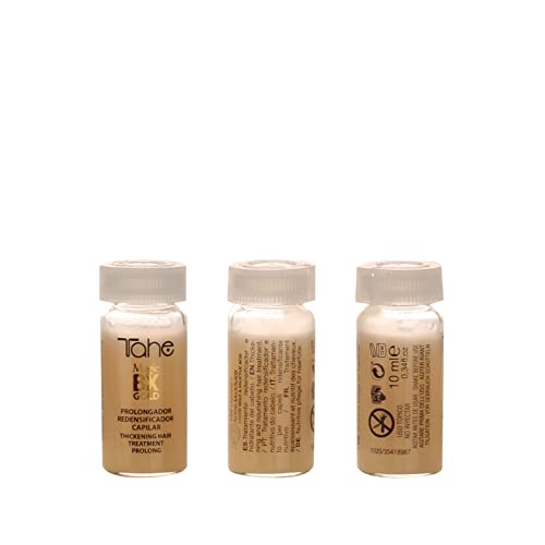 Tahe Magic BX Gold Tratamiento Capilar Redensificador Hidratante de Larga Duración, Caja de 5 Ampollas 10 ml. Brillo Infinito, Melena Densa, Suavidad Extrema