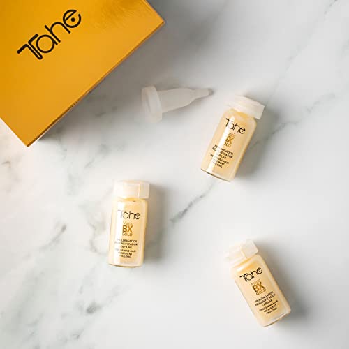 Tahe Magic BX Gold Tratamiento Capilar Redensificador Hidratante de Larga Duración, Caja de 5 Ampollas 10 ml. Brillo Infinito, Melena Densa, Suavidad Extrema