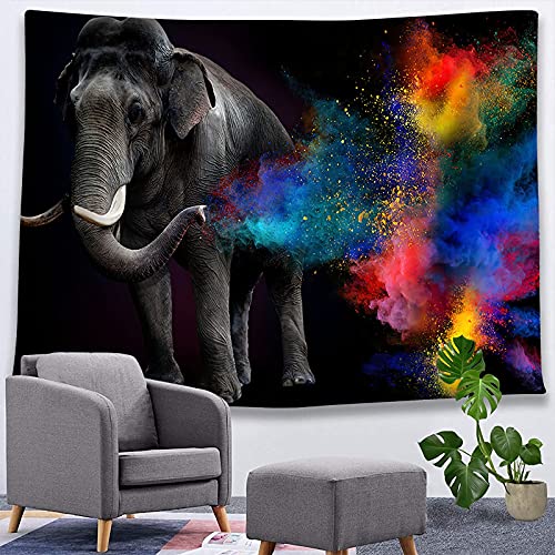 Tapiz de elefante mandala colorido indio para colgar en la pared, tapiz retro de animales para el hogar, manta psicodélica A4 130x150cm