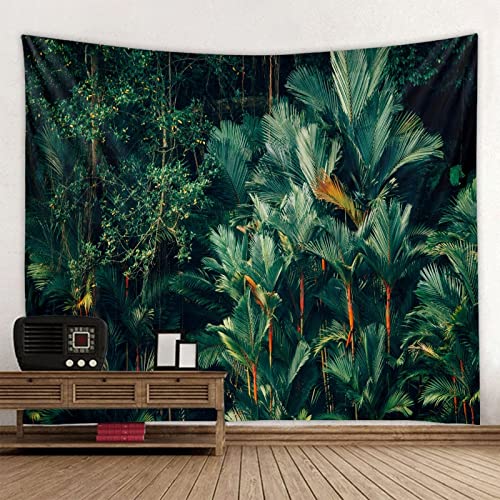 Tapiz de jungla verde hermoso bosque natural gran pared colgante hippie bohemio mandala arte de pared manta A9 180x200cm