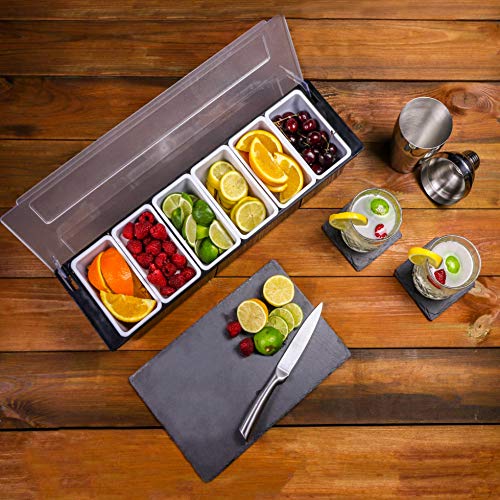 Tapper para condimentos de 6 compartimentos | Bandeja de frutas, guarnición y condimento | Caja para ingredientes de cocina | Pukkr