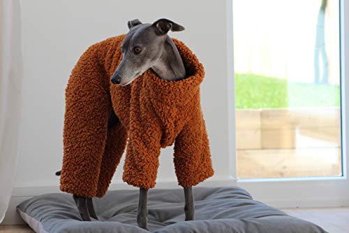 Teddy Bear Fluffy Whippet Greyhound Onesie Pijamas Lurcher italiano Galgo Jersey de piel Sighthound (PEQUEÑO)