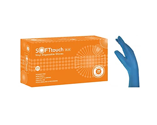 Tegcare Guantes de vinilo | sin polvo | AQL 1.5 | 100 unidades (azul, grande)