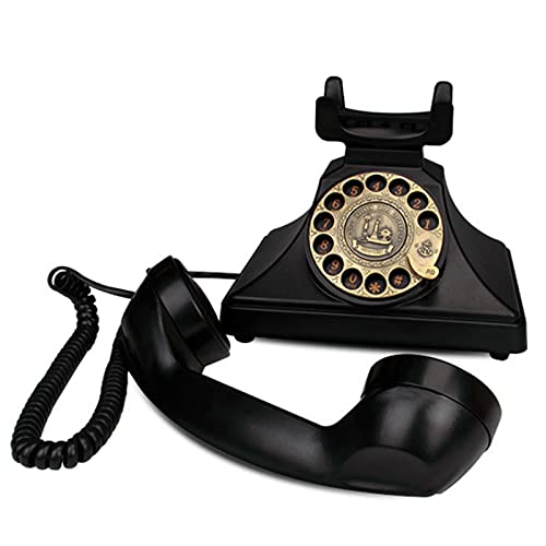 Teléfono Retro Teléfono Fijo con Cable De Diseño Retro - Vintage Old Fashioned Rotary Dial Style Mesa De Escritorio Oficina En Casa Auricular De Cable En Espiral con Marcación por Botón
