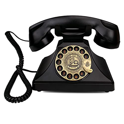 Teléfono Retro Teléfono Fijo con Cable De Diseño Retro - Vintage Old Fashioned Rotary Dial Style Mesa De Escritorio Oficina En Casa Auricular De Cable En Espiral con Marcación por Botón