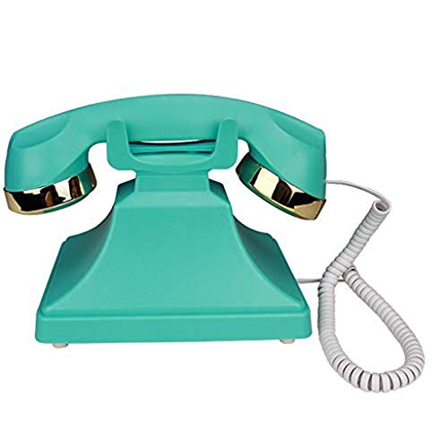 Teléfono teléfono fijo-Rotary Dial teléfono retro Teléfono retro pasada de moda clásico de Bell del metal, Función del teléfono con cable for el hogar y la decoración de color, azul Decoración hogareñ