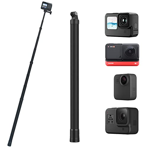 TELESIN 106 "palo de selfie ultra largo (mejorado 2,7 metros) para GoPro Max Hero 9 8 7 6 5, monopie de poste extensible de mano de fibra de carbono para DJI OSMO Action, cámara Insta 360