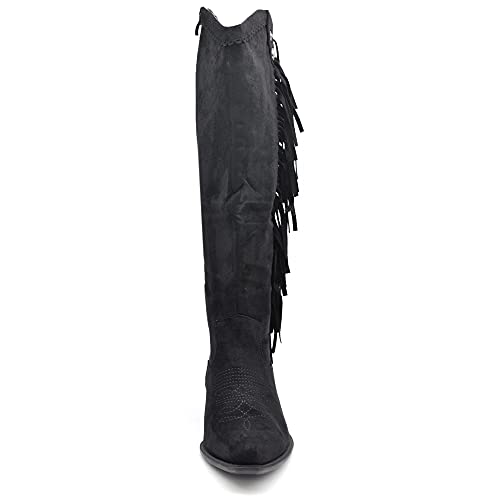 Texani Cowboy Western - Botas de mujer con flecos Camperos étnicos 625, Ml60 Negro, 39 EU