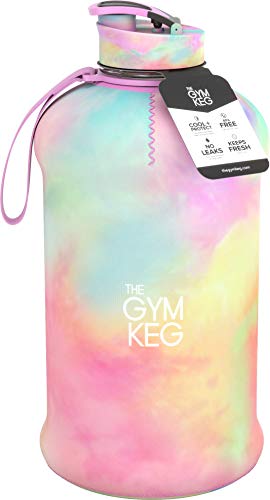 The Gym Keg Botella de Agua Oficial para Deportes con Funda Aislante (2.2 L) – Botella de Agua Térmica con Asa –Botella de Agua Deportiva Grande para Fitness – Eco, Sin BPA - Plástico 40 % Más Grueso