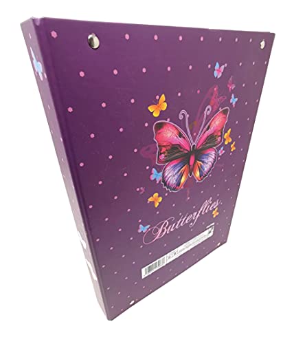 Theonoi Caja para niños de alta calidad con goma elástica, DIN A4, a elegir: unicornio Luna Lama de Frozen, regalo para niñas (mariposa)