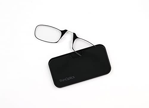 ThinOptics Las gafas de lectura con la funda universal, Graduación de 1,00 dioptrías, Montura negra