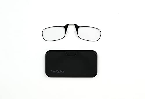 ThinOptics Las gafas de lectura con la funda universal, Graduación de 1,00 dioptrías, Montura negra