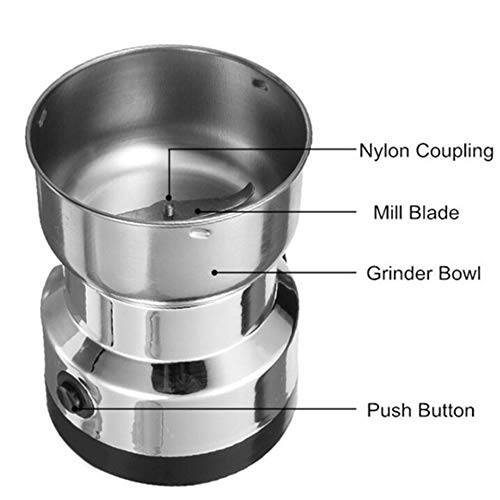 Tickas Máquina de aplastamiento, Máquina trituradora Cereales eléctricos Molinillo de Granos Molino Especias Hierbas Pulverizador Máquina de molienda Herramienta Acero Inoxidable Molinillo de café