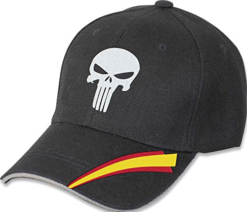 Tiendas LGP- Barbaric- Gorra Bordada Calavera Punisher, Talla única. con Presilla de adaptación, Color Negro