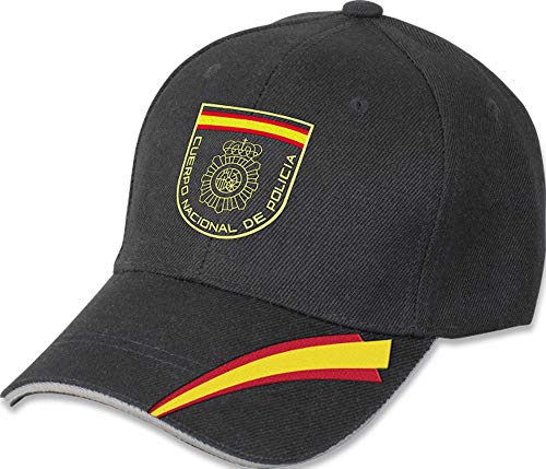 Tiendas LGP- Barbaric- Gorra Bordada Cuerpo Nacional de Policía CNP, Talla única. con Presilla de adaptación, Color Negro