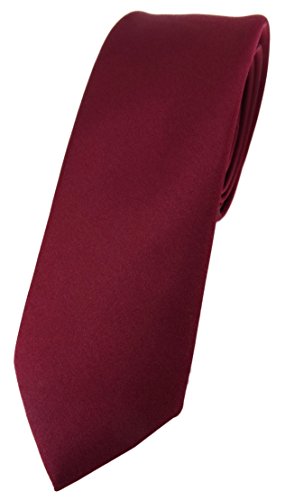 TigerTie Corbata de diseño estrecho en un solo color, ancho de corbata de 5,5 cm, burdeos, Talla única