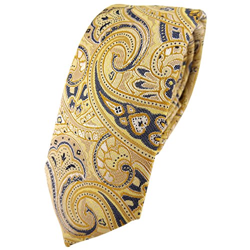 TigerTie - corbata estrecha - amarillo oro beige amarillo-arena antracita Paisley