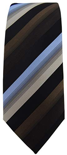 TigerTie - corbata estrecha - marrón marrón oscuro azul beige negro rayas
