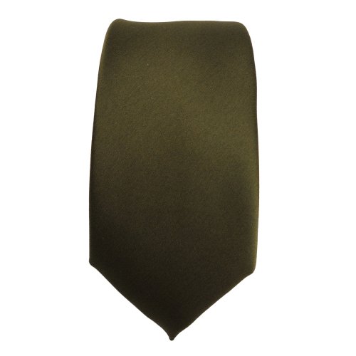 TigerTie - corbata estrecha - oliv verde verde oscuro monocromo poliéster