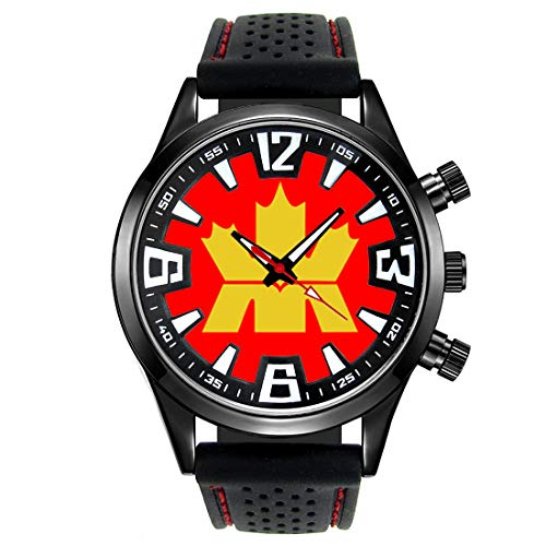 Timest - Bandera de Royal Canadian Mint - Reloj para Hombre con Correa de Silicona Negro Analógico Cuarzo SF349