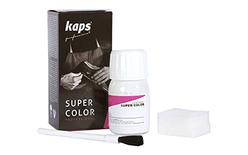 Tinte para Zapatos y Bolsos de Cuero y Textil con Esponja y Brocha, Kaps Super Color, 70 Colores (101 - blanco)