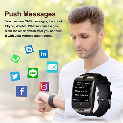 Tipmant Smartwatch, Reloj Inteligente para Hombre Mujer Niños, Relojes Inteligentes con Ranura para Tarjeta SIM Cámara Música Podometro Pulsera de Actividad para Android Xiaomi Samsung Huawei (Negro)