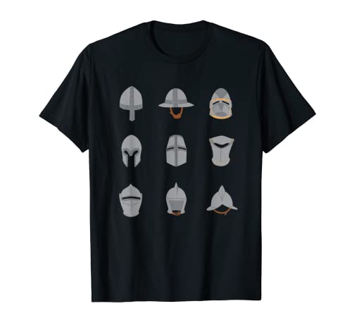 Tipos de Cascos Medievales Caballeros Armaduras de la Edad Media Camiseta