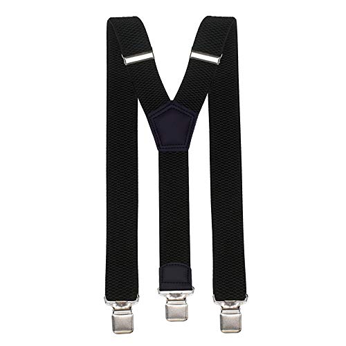 Tirantes para Hombres,Cintura Ajustable Y Forma Hombres Negro Tirantes Tirantes con 3 Abrazaderas Metálicas Súper Fuerte Abrazadera Elástica Cinturón para Pantalones, Jeans,