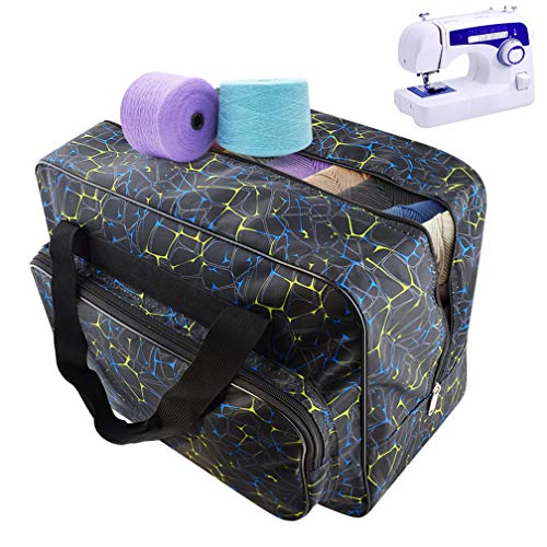 TLBTEK Funda de transporte para máquina de coser, bolsa universal de lona para máquina de coser, funda de almacenamiento acolchada portátil con bolsillos para máquina de coser