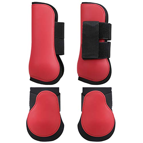 TMIL Juego De 4 Botas para Montar A Caballo, Protectores De Protección para Las Piernas Caballo Duraderas con Correa Nailon Ajustable para Equipos Ecuestres Al Aire Libre,L