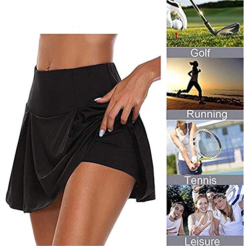 Tofox Mujer Falda Deportiva 2 en 1 Leggings Deportivos con Falda, pantalón Corto para Tenis, Golf, Tenis, Golf