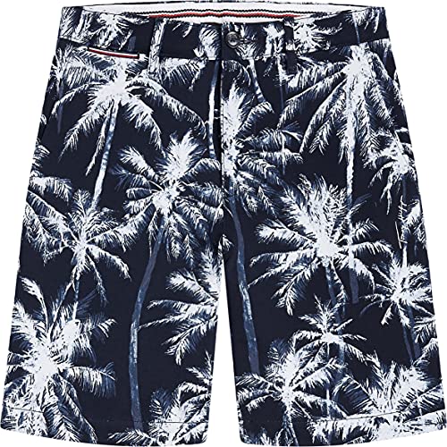 Tommy Hilfiger Brooklyn Terry Palm Print Short Pantalones Cortos, Desert Sky, 31W para Hombre