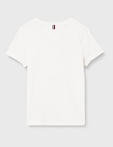 Tommy Hilfiger T Camiseta Básica de Manga Corta, Blanco (Bright White), 176 (Talla del Fabricante: 16) para Niños