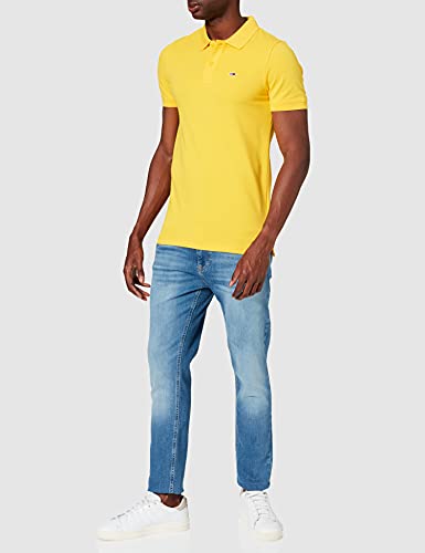 Tommy Jeans TJM Classics-Polo elástico Liso Camisa, Pollen, XS para Hombre