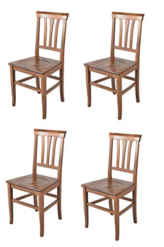 Tommychairs - Set 4 sillas Aurora para Cocina y Comedor, Estructura en Madera de Haya Color Nogal Claro y Asiento en Madera