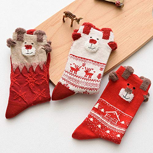 Tony plate Venta al por Mayor 1 par de Calcetines de Mujer Calcetines Largos Suaves de Invierno Calcetines cálidos de Dibujos Animados de Ciervos de Navidad Navidad-11