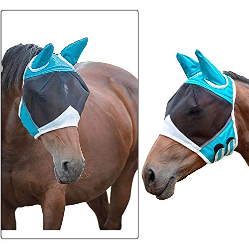 tooloflife Mascarillas de caballo transpirable antimosquitos para caballo máscara de caballo máscara translúcida con flecos de orejas para caballo