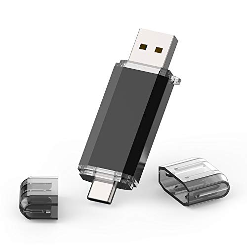 TOPESEL Memoria USB Tipo C 128GB, TOPESEL Pendrive USB C 3.0 OTG USB Stick 2 en 1 Dual Flash Drive para Móviles, Google Chromebook Pixel, Negro