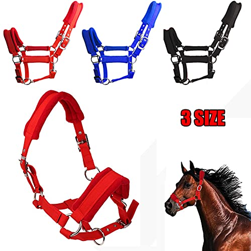 TopHomer Diadema ajustable para la cabeza de caballo azul, forro polar suave y esponja acolchada para el caballo, grande