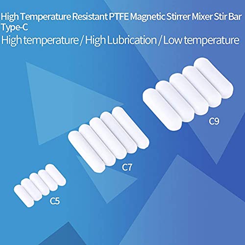TOPINCN 5 Unids Mezclador Agitador Magnético Stir Bar Tipo-C Color Blanco PTFE Stir Bar Laboratorio Agitador Flea Lab para Mezclador Magnético(7 * 30Mm)