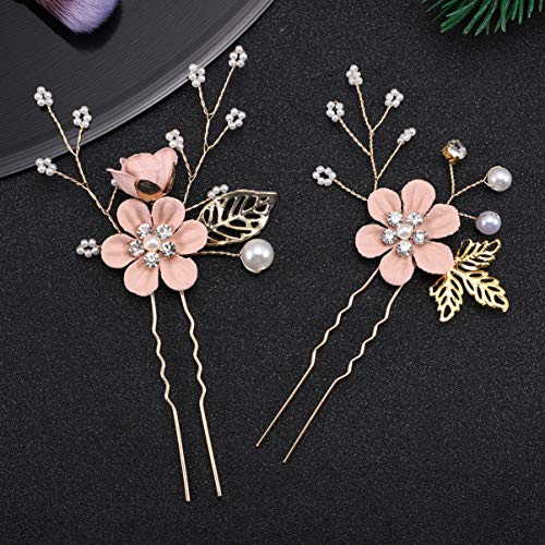 Toyvian 4 piezas peine para el cabello conjunto moda nupcial accesorios para el cabello de la boda tocado para dama de honor niñas mujeres (rosa)