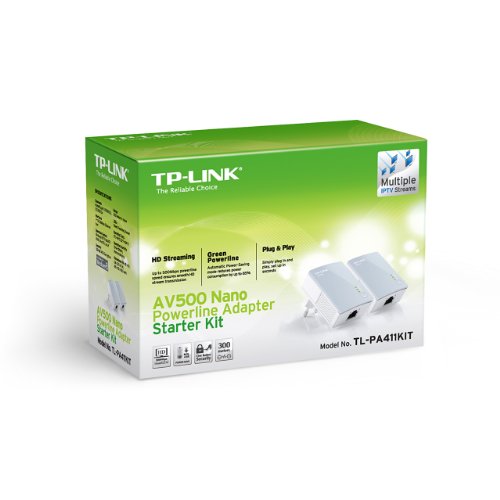 TP-LINK TL-PA411KIT - Nano Extensor de Red por línea eléctrica (AV500 Mbps, sin configuración), Blanco