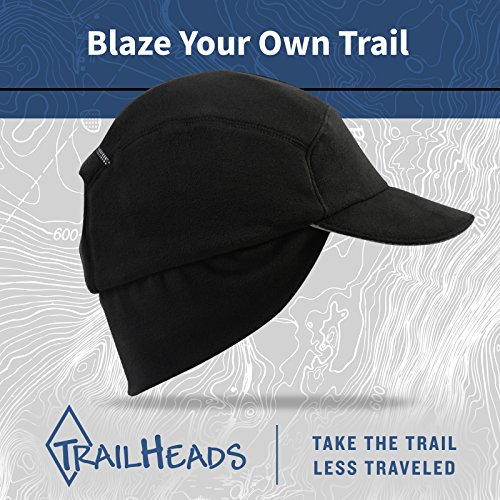 TrailHeads Sombrero de cola de caballo de lana con calentador de orejas caído | The Trailblazer Adventure Hat para mujer, Negro, Talla única