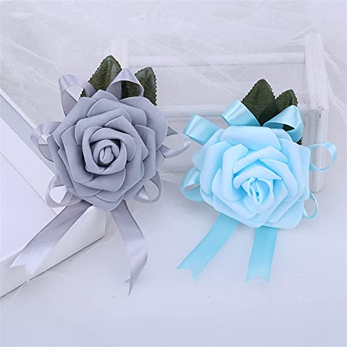 TREEECFCST Ramillete Dama De Honor Boutonniere Novio Broche de Solapa para Novio de Rose para Hombre, Broche para Hombre, Suministros para Bodas de Negocios Hechos a Mano 1026(Color:Mint Green)