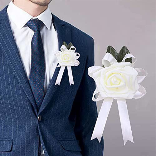 TREEECFCST Ramillete Dama De Honor Boutonniere Novio Broche de Solapa para Novio de Rose para Hombre, Broche para Hombre, Suministros para Bodas de Negocios Hechos a Mano 1026(Color:Mint Green)