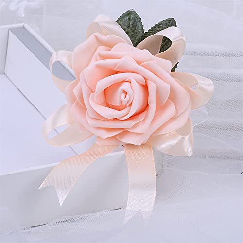 TREEECFCST Ramillete Dama De Honor Boutonniere Novio Broche de Solapa para Novio de Rose para Hombre, Broche para Hombre, Suministros para Bodas de Negocios Hechos a Mano 1026(Color:Mint Green)